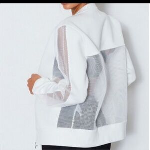 Sarah’s Day x White Fox Active White Mesh-Back Bomber Jacket NEW Women’s Large